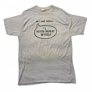 70s Vintage USA made “I Never Repeat Myself” Graphic Tee Beige T-shirt Medium